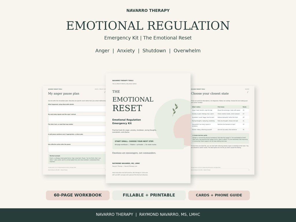 Emotional Regulation Emergency Kit with a fillable workbook, coping cards and a phone guide.